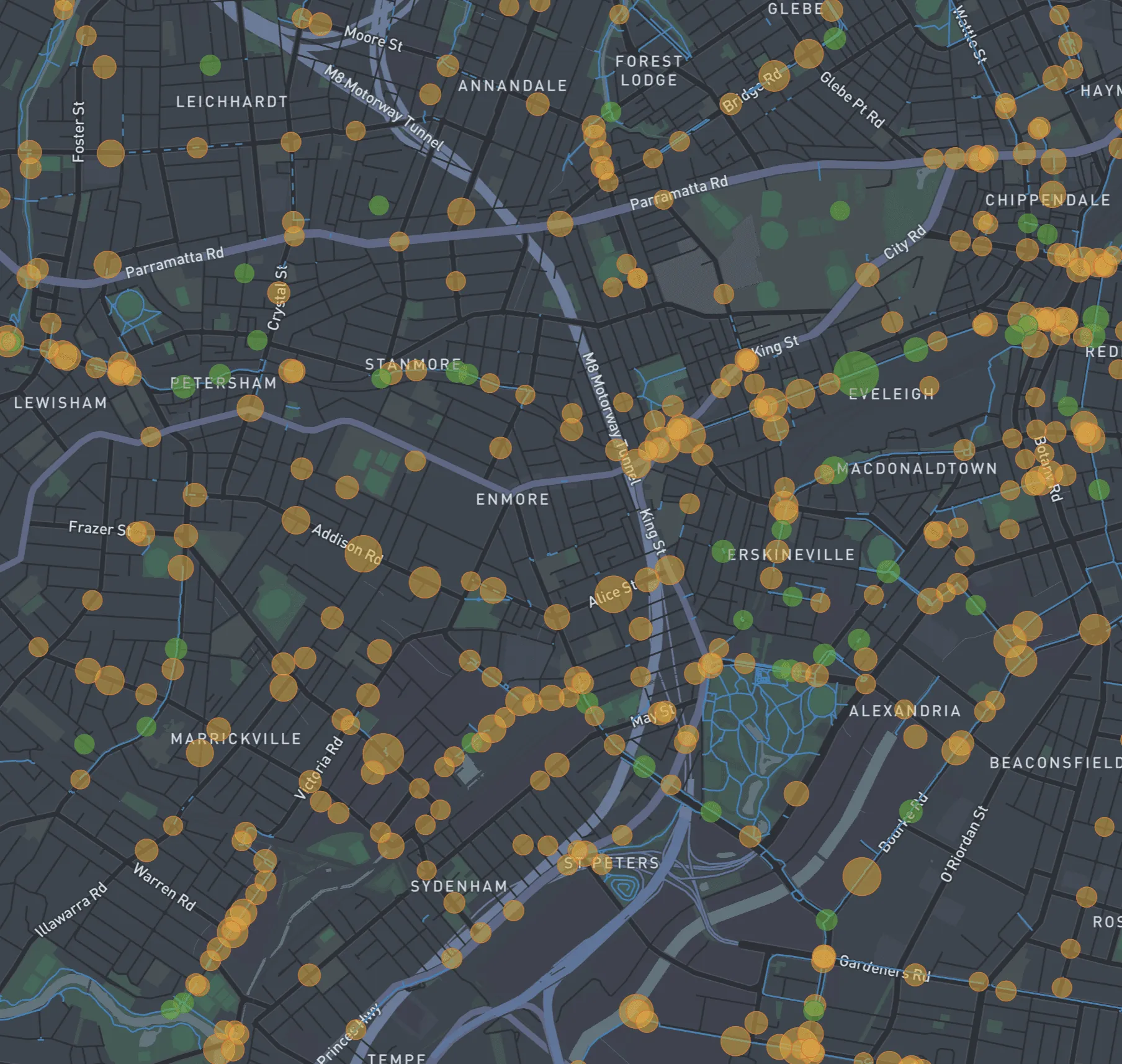 BikeSpot archive map with cycling contribution points