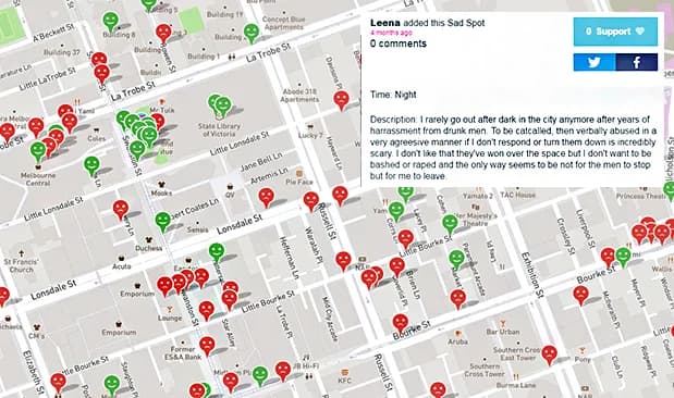 Free to Be CrowdSpot map of Melbourne safety experiences